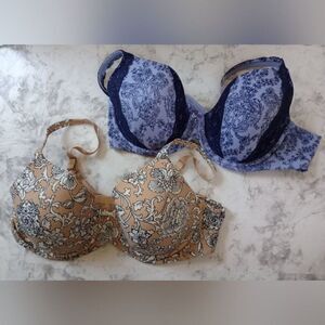 (Bundle) 2 Soma Embraceable Full Coverage Lace Trim Bras Size 40 C